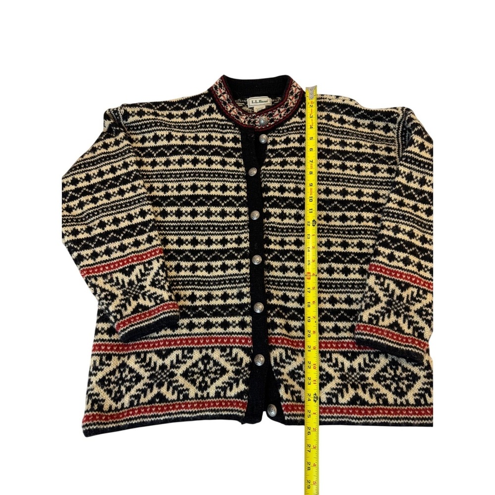 VTG LL Bean Womens Fair Isle Knit Button Front Cardigan‎ Sweater L Grannycore - Picture 4 of 5